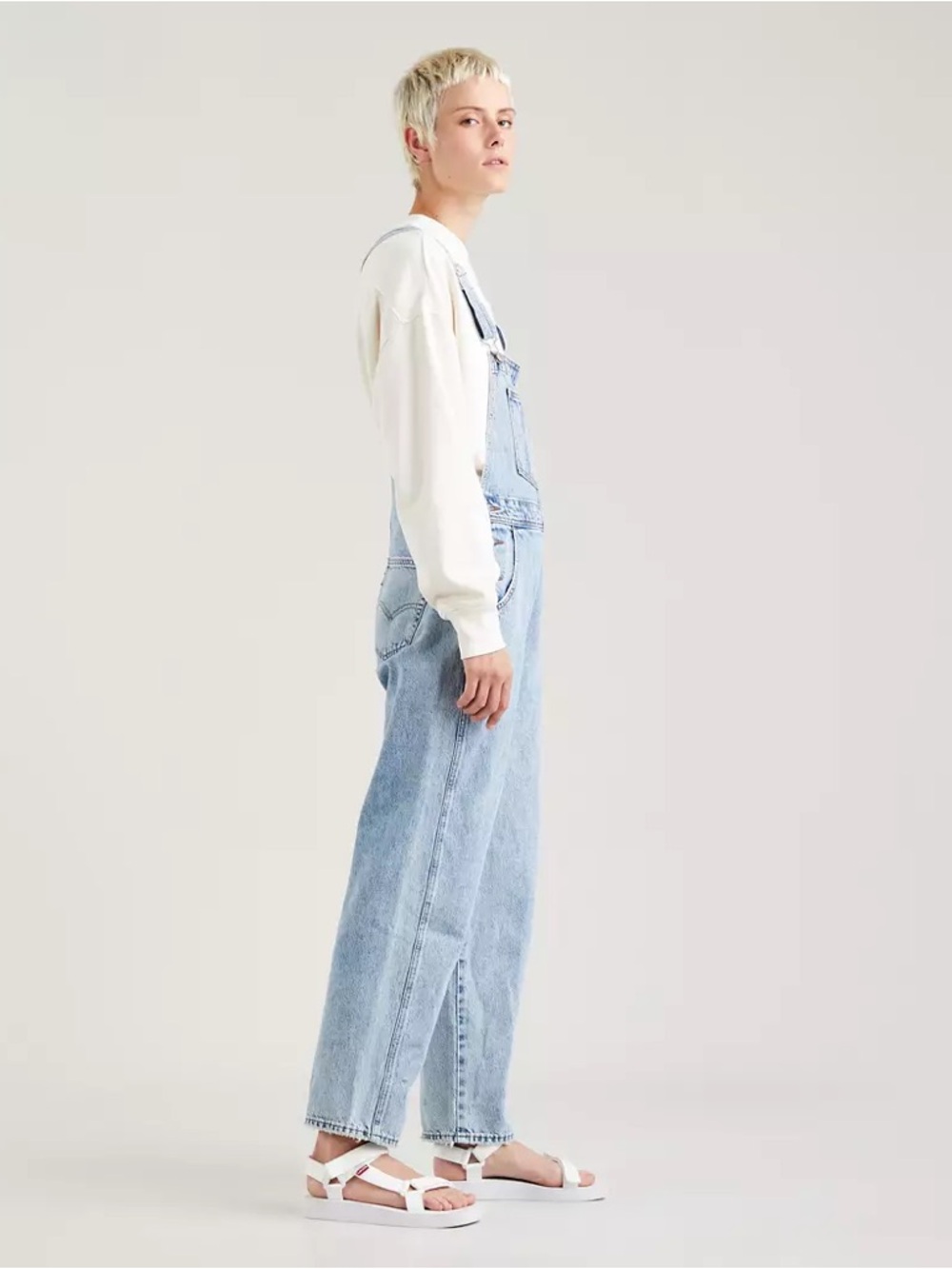 Levi’s Vintage Overalls Light Wash Straight Leg Workwear Size Large - Picture 5 of 10